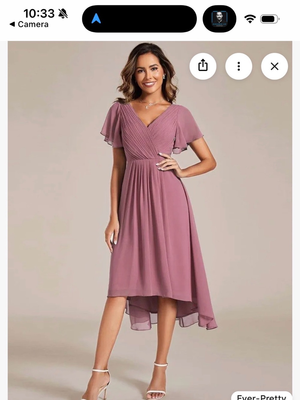 Ever Pretty Dusty Mauve V-Neck Hi-Low Chiffon Dress